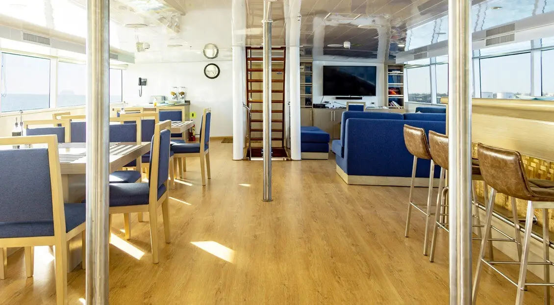 Indoor social area on the Calipso