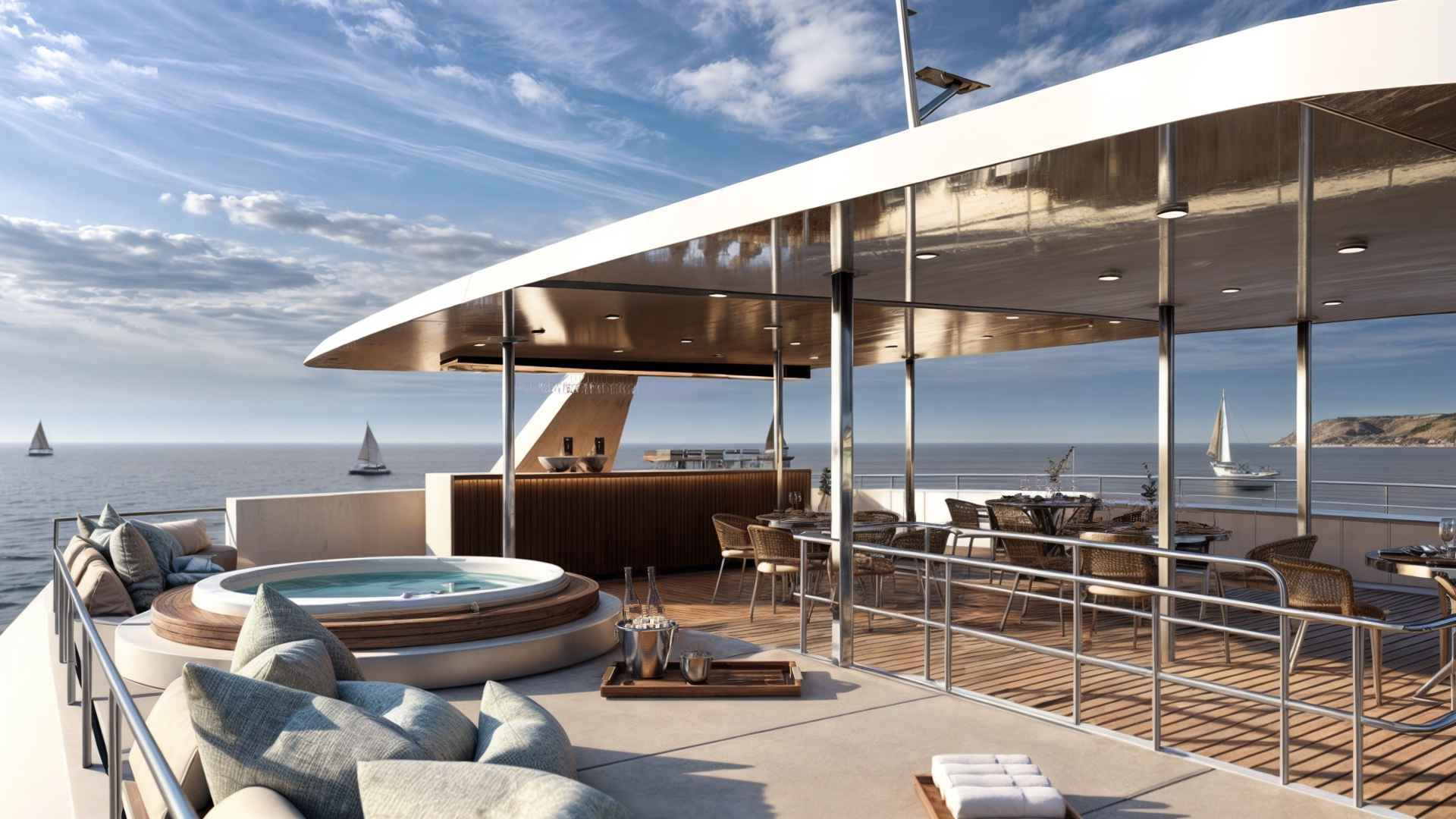 Jacuzzi on the sun deck of the Monique