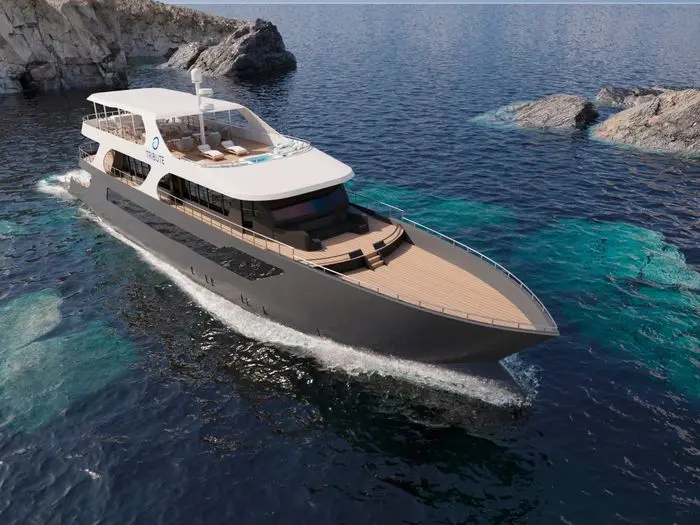 Tribute luxury motor yacht in the Galapagos
