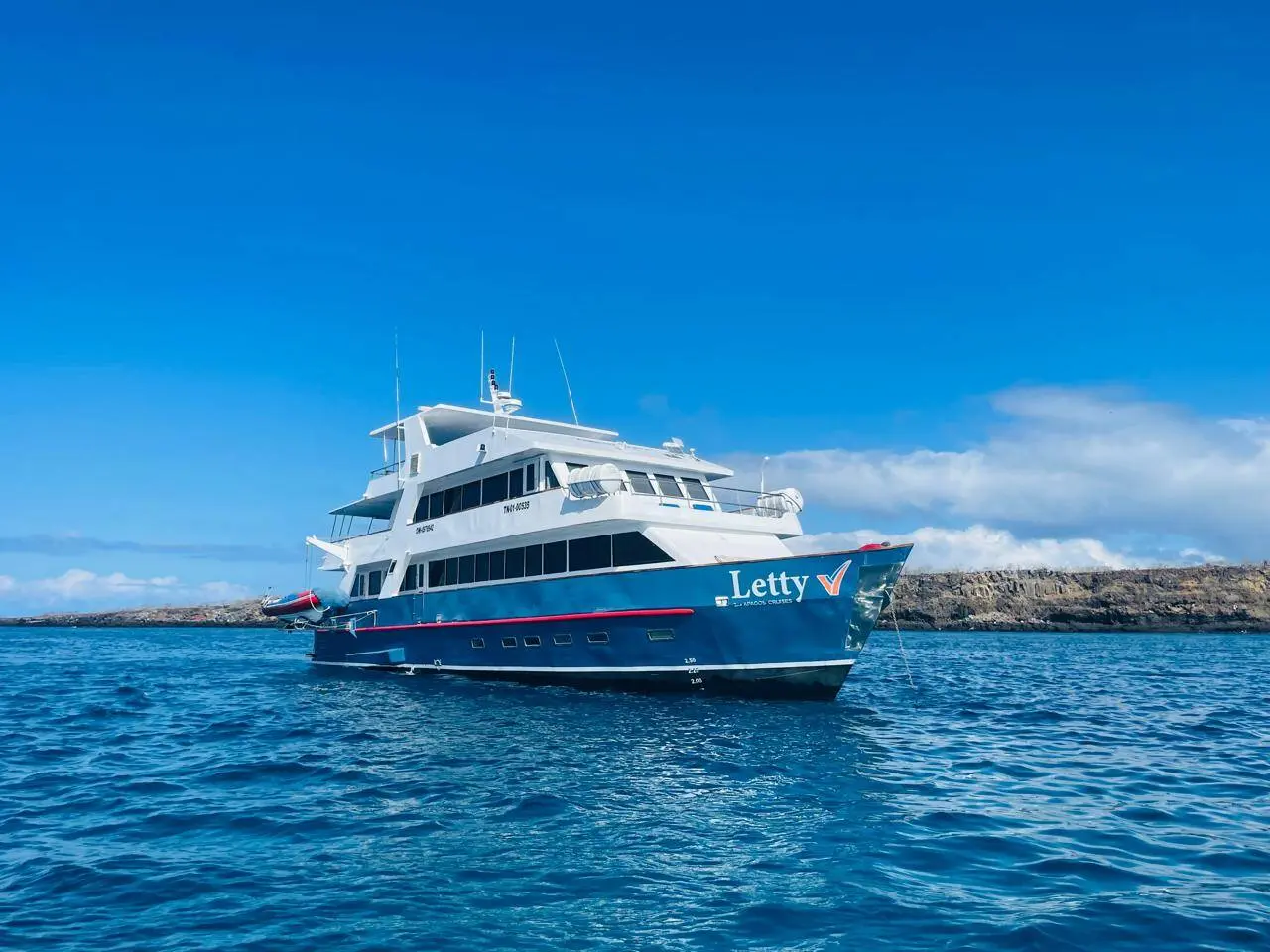 The Letty at anchor in the Galapagos