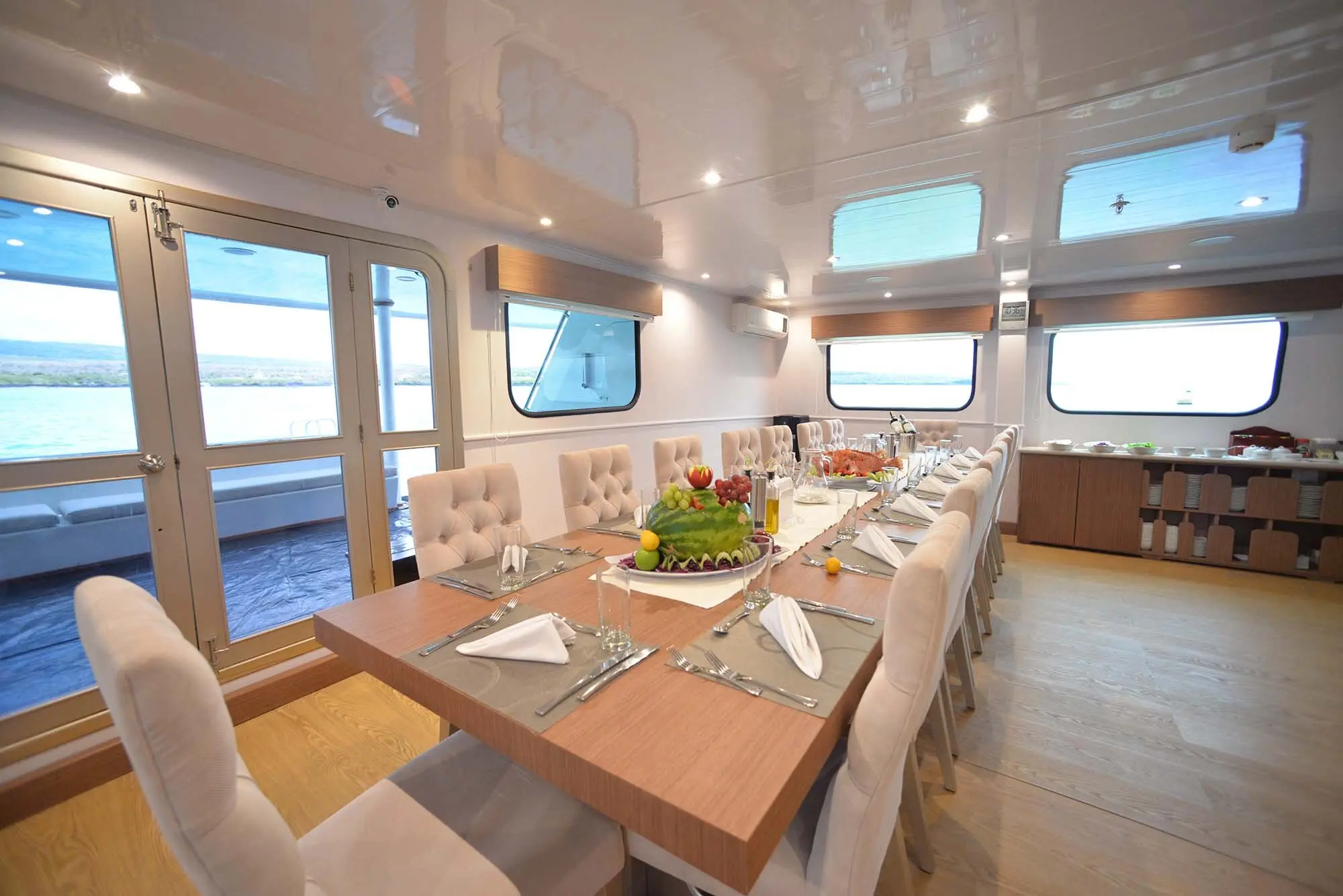 The Seaman Journey under way in the Galapagos Islands