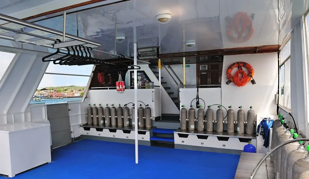Divers on board the Galapagos Aggressor III