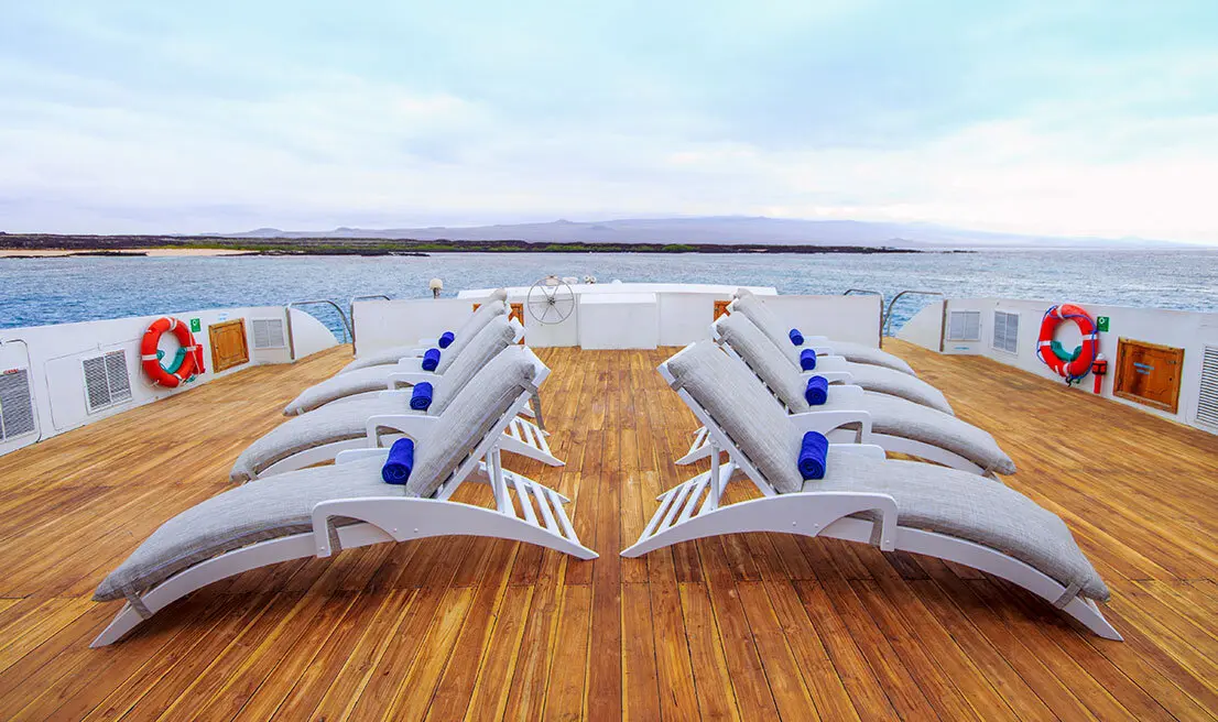 The Archipel I under way in the Galapagos Islands