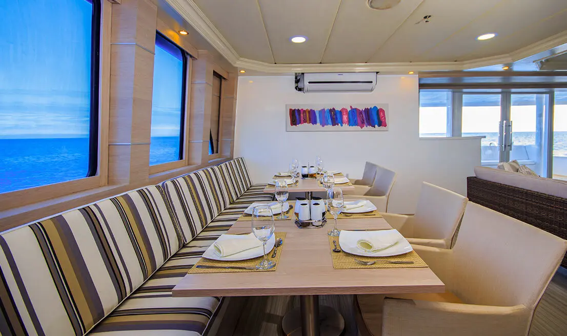 Dining room on the Treasure catamaran