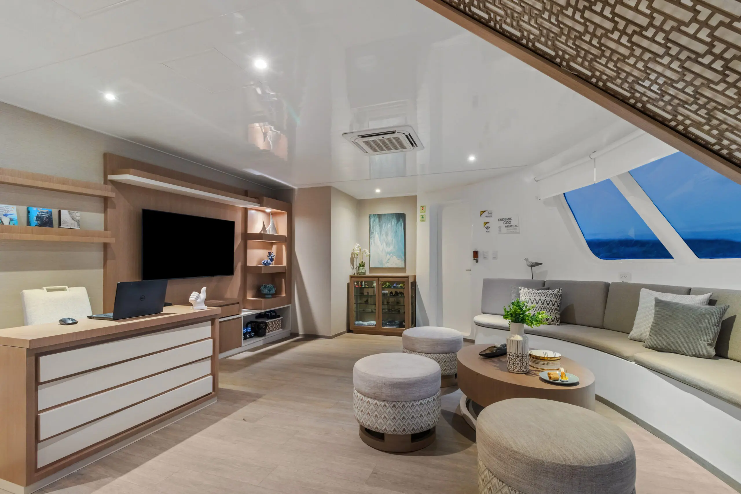 Lounge area on the Endemic catamaran