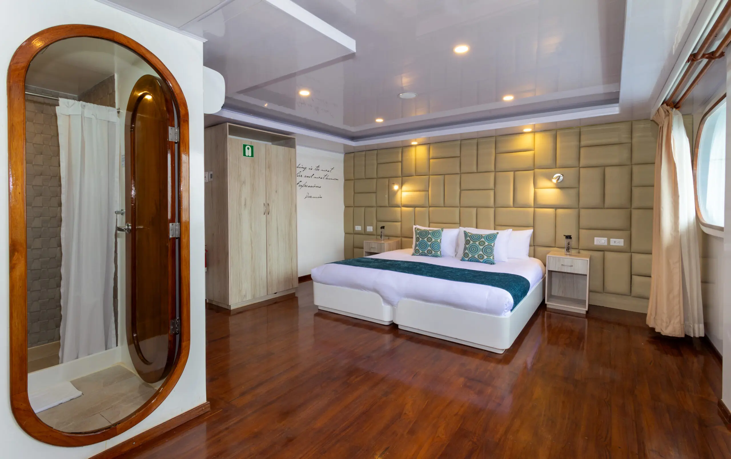 Cabin interior on the Petrel catamaran