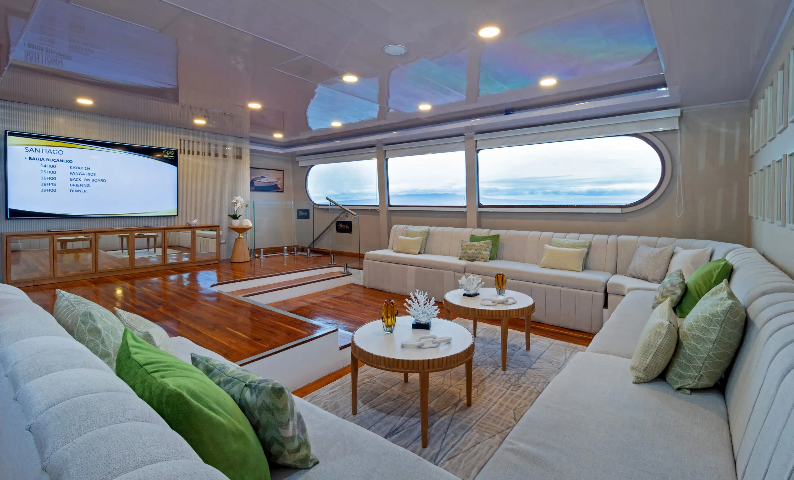 Exterior deck of the Petrel catamaran